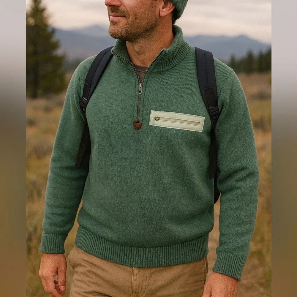Patagonia Alpiniste Lambswool Sweater – Vintage Green, Size L